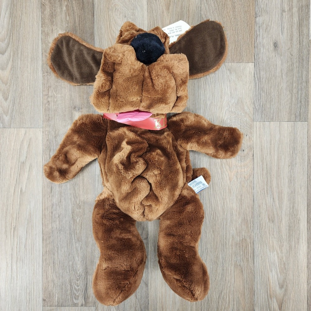 Vintage 1986 Kennel Club Brown Hound Dog Hand Puppet Animal Playthings Plush 18"